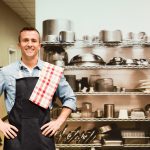 Kitchen Porter With Clean Equipment