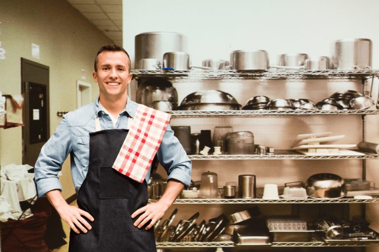 Kitchen Porter With Clean Equipment